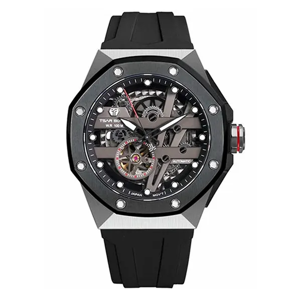 Đồng Hồ Nam Tsar Bomba Octagon Fkm Rubber Strap TB8803A-BB Màu Đen