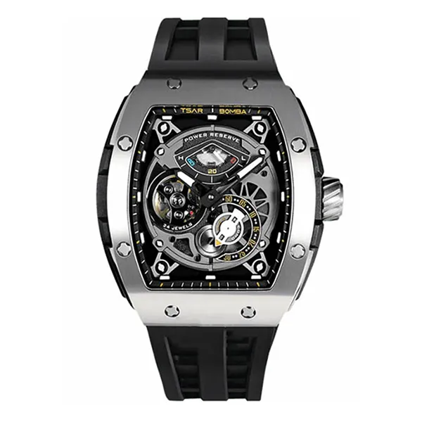 Đồng Hồ Nam Tsar Bomba Skeleton Waterproof TB8210A-SB Màu Đen