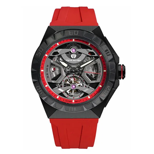 Đồng Hồ Nam Tsar Bomba Waterproof Fkm Rumber Strap TB8804A-BR Màu Đỏ - Đồng hồ - Vua Hàng Hiệu