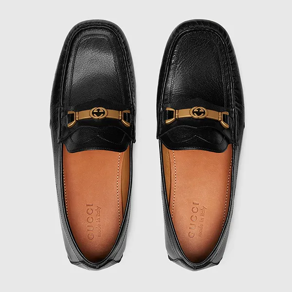 Giày Lười Nam Gucci Loafer With Interlocking G Horsebit 655519 1XO00 1000 Màu Đen Size 39.5
