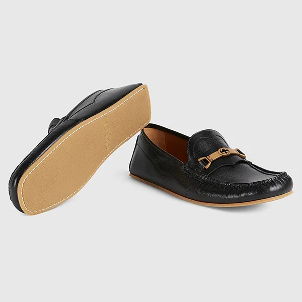 Giày Lười Nam Gucci Loafer With Interlocking G Horsebit 655519 1XO00 1000 Màu Đen Size 39.5