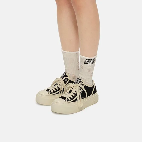 Giày Sneaker Nữ SMFK Black Retro College S0001BP Màu Đen Size 37