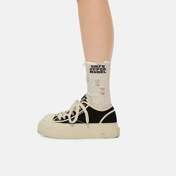 Giày Sneaker Nữ SMFK Black Retro College S0001BP Màu Đen Size 37