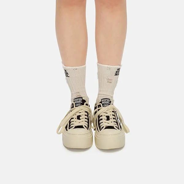 Giày Sneaker Nữ SMFK Black Retro College S0001BP Màu Đen Size 37