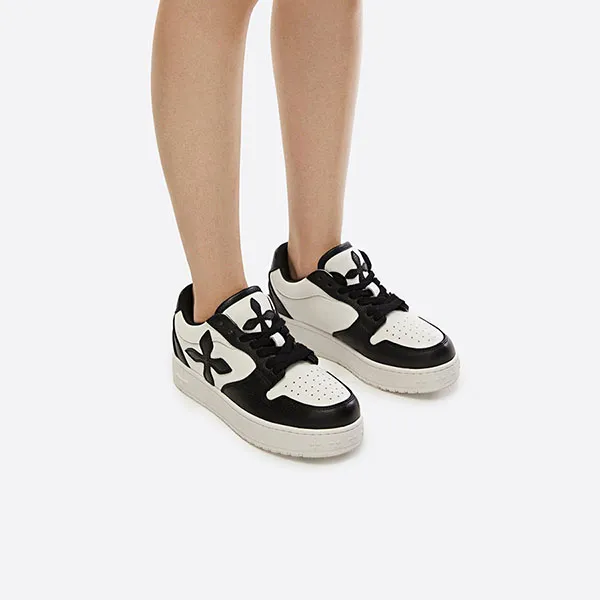 Giày Sneaker Nữ SMFK Compass White Lychee S0016WW Màu Đen Phối Trắng - Giày - Vua Hàng Hiệu