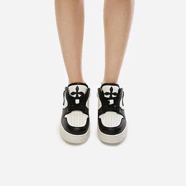 Giày Sneaker Nữ SMFK Compass White Lychee S0016WW Màu Đen Phối Trắng - Giày - Vua Hàng Hiệu