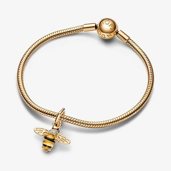Hạt Vòng Charm Nữ Pandora Sparkling Bee Dangle 762672C01 Màu Vàng