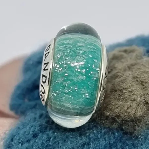Hạt Vòng Charm Pandora Disney Ariel's Signature Color Murano Charm 791641 Màu Xanh Ngọc