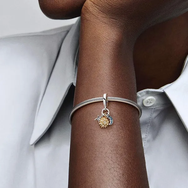Hạt Vòng Charm Pandora Two-Tone Celestial Triple Dangle Charm 762676C01 Phối Màu