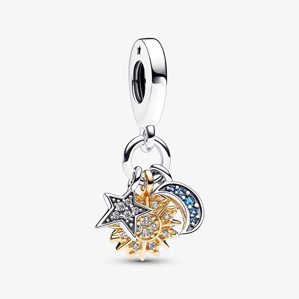 Hạt Vòng Charm Pandora Two-Tone Celestial Triple Dangle Charm 762676C01 Phối Màu