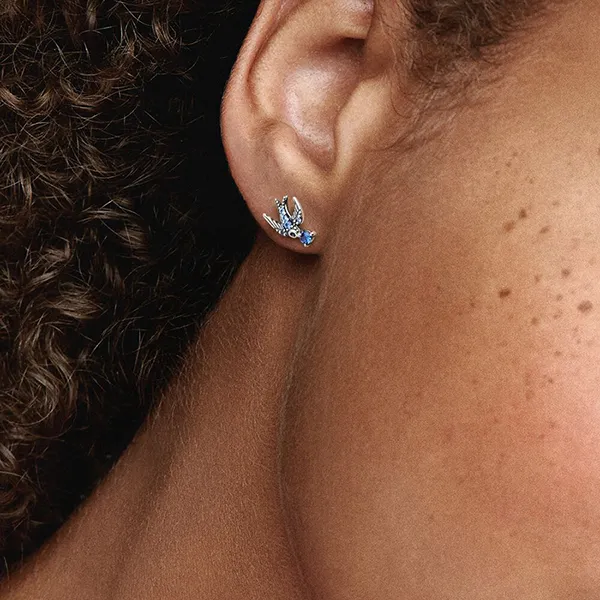 Khuyên Tai  Nữ Pandora Sparkling Swallow Stud Earrings 292568C01 Màu Xanh Blue - 1