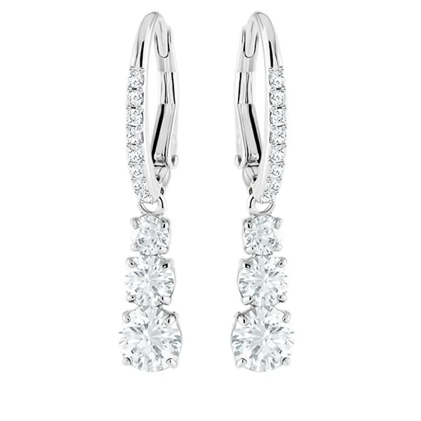 Khuyên Tai Nữ Swarovski Attract Trilogy Hoop Earringsround Cut, White, Rhodium Plated 5416155 Màu Bạc - Trang sức - Vua Hàng Hiệu