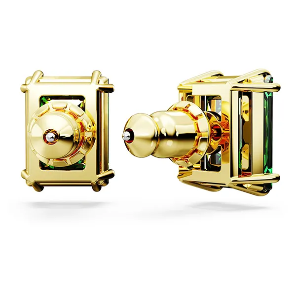Khuyên Tai Nữ Swarovski Matrix Stud Earrings Rectangular Cut, Green, Gold-Tone Plated 5677142 Màu Xanh Lá