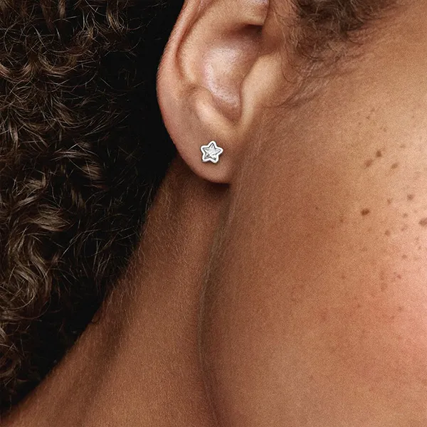 Khuyên Tai Nữ Pandora Sparkling Star Stud Earrings 290597CZ Màu Bạc