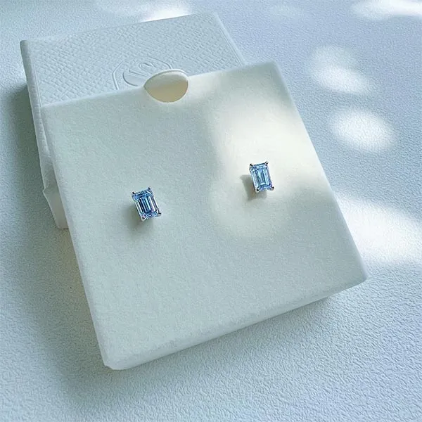Khuyên Tai Nữ Swarovski Stilla Stud Earrings Octagon Cut, Blue, Rhodium Plated 5639134 Màu Xanh Dương - Trang sức - Vua Hàng Hiệu