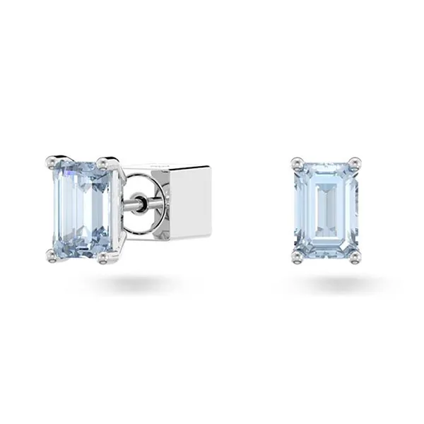 Khuyên Tai Nữ Swarovski Stilla Stud Earrings Octagon Cut, Blue, Rhodium Plated 5639134 Màu Xanh Dương - Trang sức - Vua Hàng Hiệu