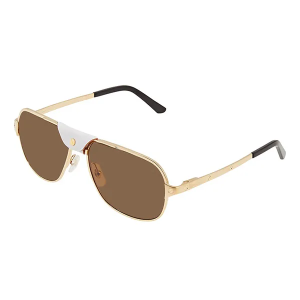 Kính Mát Cartier Brown Polarized Navagator Men's Sunglasses CT0165S 005 Màu Nâu