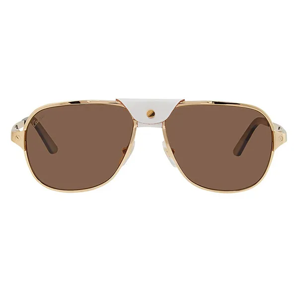 Kính Mát Cartier Brown Polarized Navagator Men's Sunglasses CT0165S 005 Màu Nâu