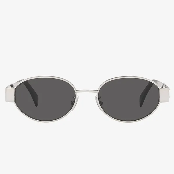 Kính Mát Celine Triomphe Oval Sunglasses CL40235U 5416A Màu Xám Bạc - Kính mắt - Vua Hàng Hiệu