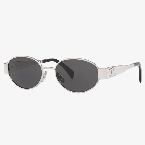 Kính Mát Celine Triomphe Oval Sunglasses CL40235U 5416A Màu Xám Bạc - Kính mắt - Vua Hàng Hiệu