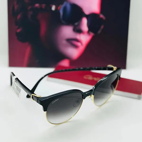 Kính Mát Nữ Cartier Sunglasses CT0126SA 001 Màu Xám - Kính mắt - Vua Hàng Hiệu
