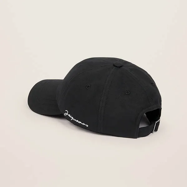Mũ Jacquemus La Casquette Le Papier Signature Baseball Cap Màu Đen Size 56