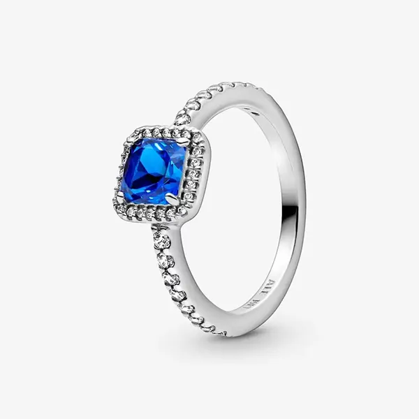 Nhẫn Nữ Pandora Blue Square Sparkle Halo Ring 198863C02 Màu Xanh Blue Size 52 - 3
