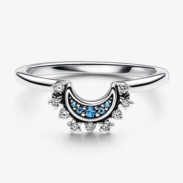 Nhẫn Nữ Pandora Celestial Blue Sparkling Moon Ring 192675C01 Màu Bạc Size 58