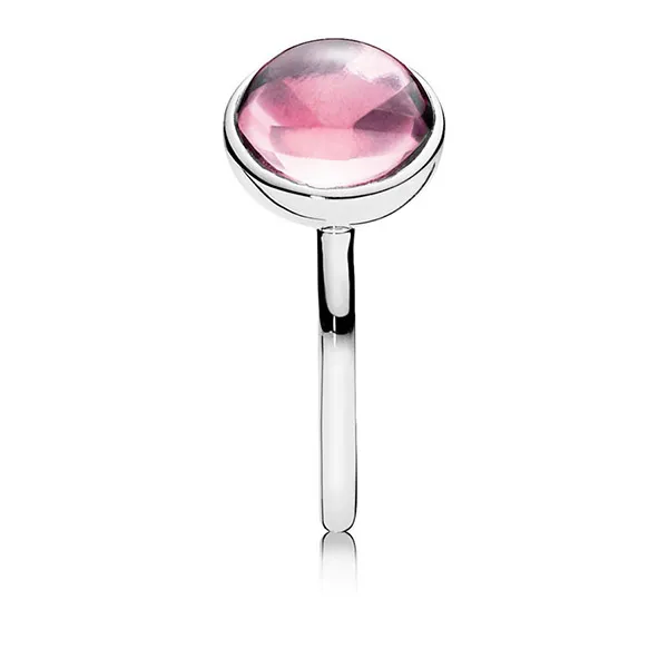 Nhẫn Nữ Pandora Poetic Droplet Pink Ring Sterling Silver 190982PCZ Màu Bạc Hồng Size 56