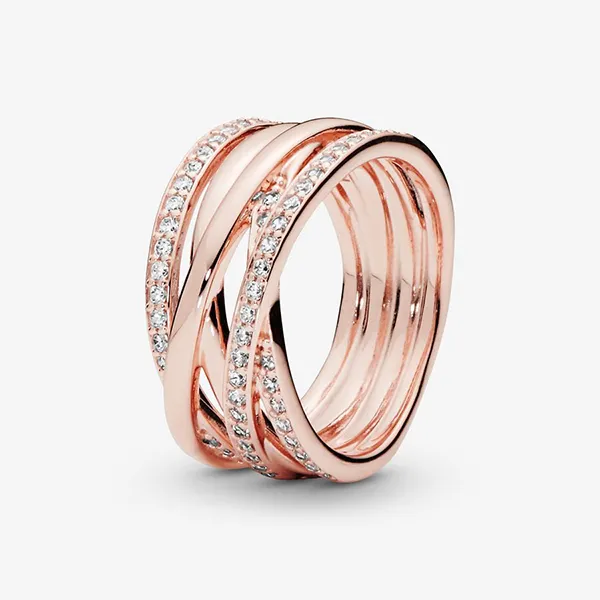 Nhẫn Nữ Pandora Sparkling & Polished Lines Ring 180919CZ Màu Vàng Hồng Size 50 - Trang sức - Vua Hàng Hiệu