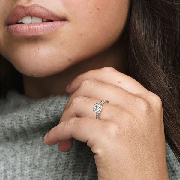 Nhẫn Nữ Pandora Square Sparkle Halo Ring 198863C01 Màu Bạc Size 50 - Trang sức - Vua Hàng Hiệu