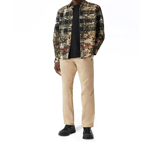 Quần Dài Nam Burberry Stripe-Detail Cotton Chino Trousers 8028640 Màu Be