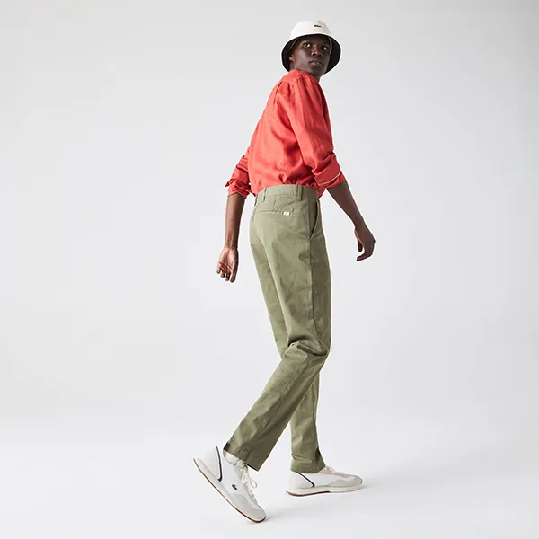 Quần Dài Nam Lacoste Men's Slim Fit Stretch Gabardine Chino Pants HH9553316 Màu Xanh Rêu Size 36