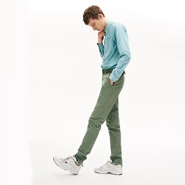 Quần Dài Nam Lacoste Men's Slim Fit Stretch Gabardine Chino Pants HH9553S86 Màu Xanh Rêu Size 38/34