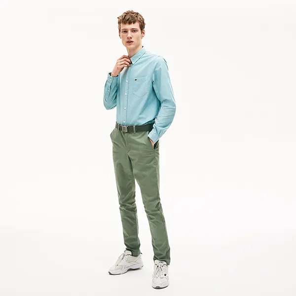 Quần Dài Nam Lacoste Men's Slim Fit Stretch Gabardine Chino Pants HH9553S86 Màu Xanh Rêu Size 38/34