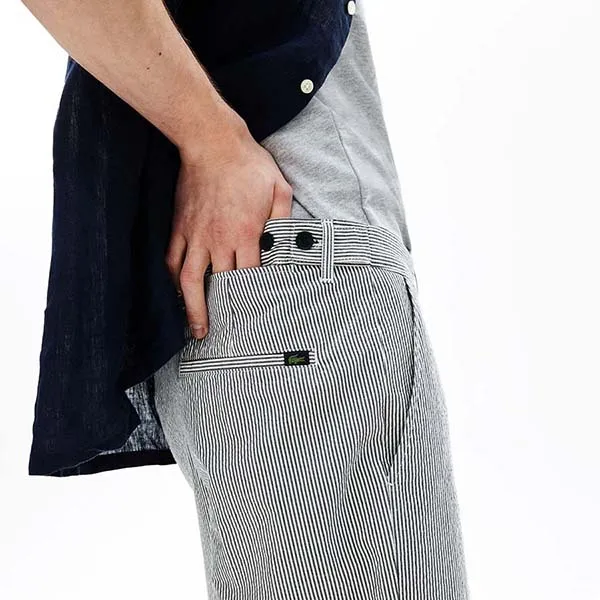 Quần Short Nam Lacoste Men's FH5724M5C Màu Trắng Sọc Xanh Đen Size 40
