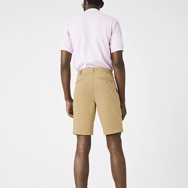 Quần Short Nam Lacoste Men's Slim Fit Stretch Cotton Bermuda Shorts FH264702S Màu Vàng Cát Size 42