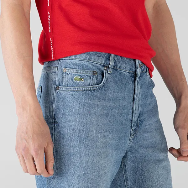 Quần Shorts Lacoste Men's Bermudas Slim Fit Jeans Cotton FH9722MK9 Màu Xanh Denim Size 38