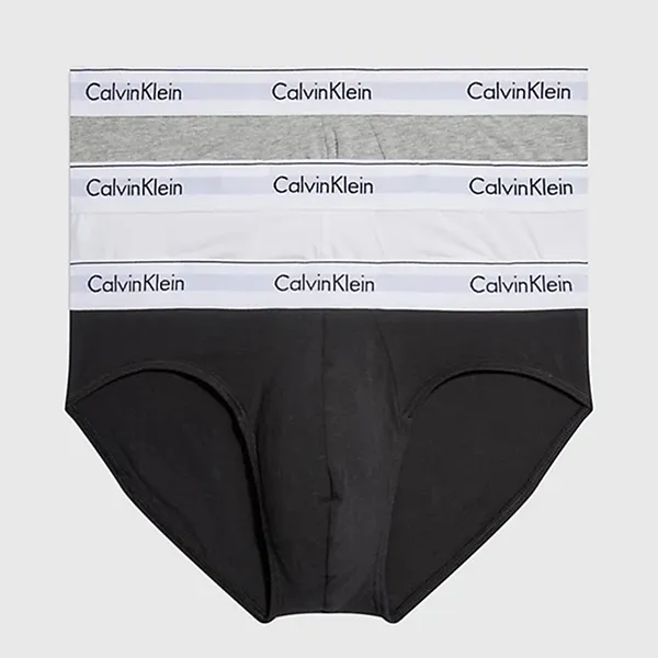 Set 3 Quần Lót Nam Calvin Klein CK Underwear Cotton 000NB2379A_GRIGIO_MP1 Màu Trắng/Xám/Đen Size L - Thời trang - Vua Hàng Hiệu