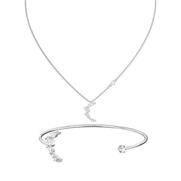 Combo Dây Chuyền + Vòng Đeo Tay Nữ Swarovski Moonsun 5508443/5508442 Màu Bạc - Trang sức - Vua Hàng Hiệu