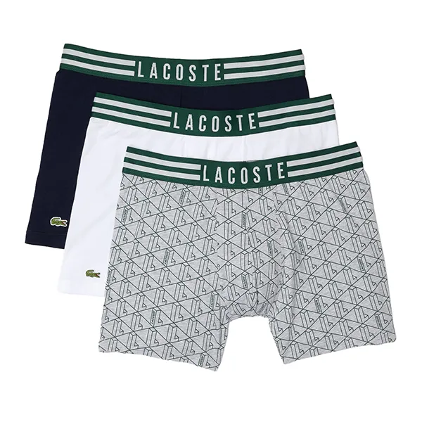 Set Quần Lót Nam Lacoste Men’s Striped Waist Long Stretch Cotton Boxer Brief 3-Pack 6H6563TYA (3 Chiếc) Size 4 - Thời trang - Vua Hàng Hiệu
