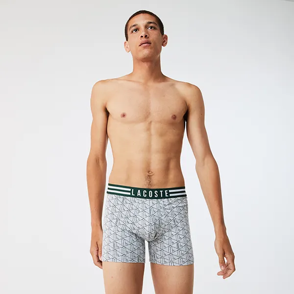 Set Quần Lót Nam Lacoste Men’s Striped Waist Long Stretch Cotton Boxer Brief 3-Pack 6H6563TYA (3 Chiếc) Size 4 - Thời trang - Vua Hàng Hiệu