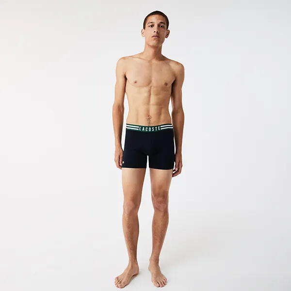 Set Quần Lót Nam Lacoste Men’s Striped Waist Long Stretch Cotton Boxer Brief 3-Pack 6H6563TYA (3 Chiếc) Size 4 - Thời trang - Vua Hàng Hiệu