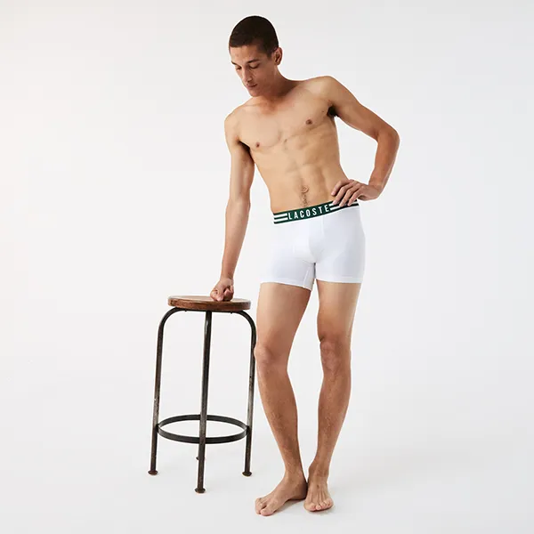 Set Quần Lót Nam Lacoste Men’s Striped Waist Long Stretch Cotton Boxer Brief 3-Pack 6H6563TYA (3 Chiếc) Size 4 - Thời trang - Vua Hàng Hiệu
