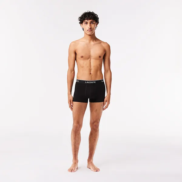 Set Quần Lót Nam Lacoste Pack Of 3 Casual Black Trunks 5H3389031 (3 Chiếc) Size 6 - Thời trang - Vua Hàng Hiệu