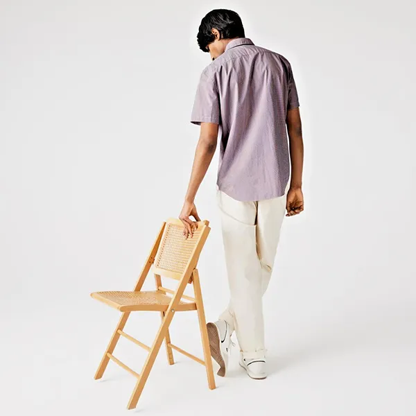 Áo Sơ Mi Nam Lacoste Men's Regular Fit Gingham Check Shirt CH2879 BHZ Kẻ Caro Đỏ Size 41