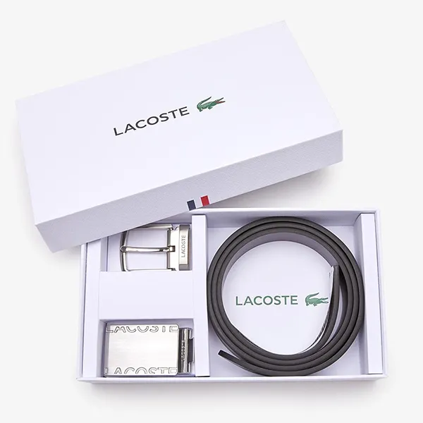 Set Thắt Lưng Nam Lacoste Men's Pin And Flat Buckle Belt RC4060371 Màu Đen Nâu Size 110 - Thắt lưng - Vua Hàng Hiệu