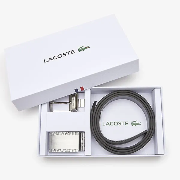 Thắt Lưng Nam Lacoste Men's Pin And Flat Buckle Belt RC4060J10 Màu Đen Xám Size 110