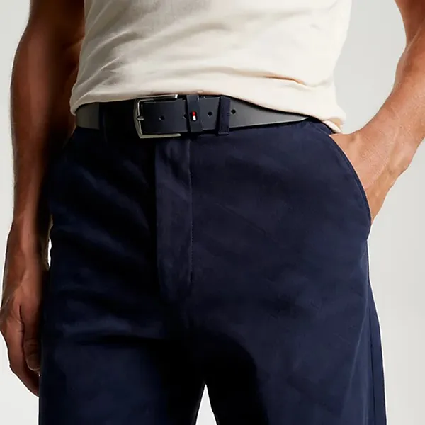 Thắt Lưng Nam Tommy Hilfiger Denton Flag Keeper Leather Belt AM0AM10838_BLU_DW6 Màu Xanh Navy Size 95 - Thắt lưng - Vua Hàng Hiệu
