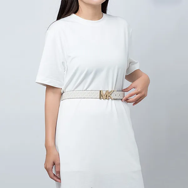 Thắt Lưng Nữ Michael Kors MK Twist Reversible Belt 558390 Màu Trắng Bản 3cm